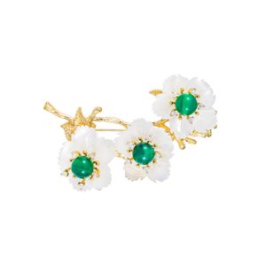 Pins Brosches Weimanjingdians helt nya ankomst av eleganta skalblommor med gröna pärlor En smyckespresent till kvinnliga mödrar G230529