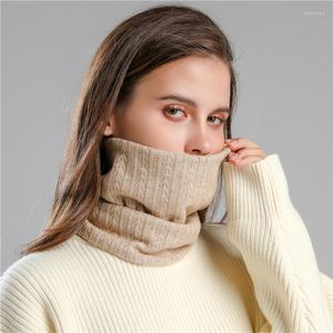 Halsdukar stickad vinter varm halsduk för kvinnor solid ring nacke utomhus ljuddämpare ullgarn mångsidiga ansiktsmasker 2023