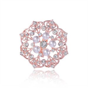 Spille Spille WEIMANJINGDIAN marca argento o oro rosa placcato perla simulata spilla da sposa in cristallo spilla bouquet fai da te G230529