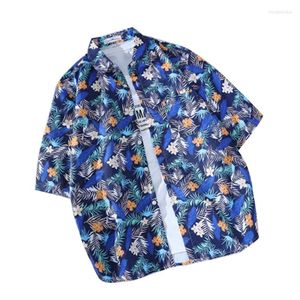 Camicie casual da uomo Camicia da uomo hawaiana Beach Coconut Tree Print Top manica corta Stile resort Foglia di palma Colletto rovesciato Abbigliamento uomo