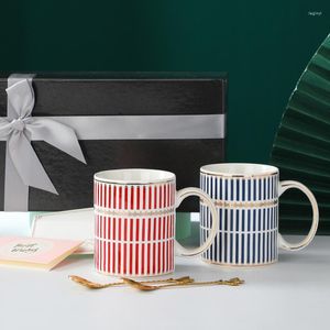 Mugs 350ml British Style Luxury Moroccan Coffee Cup And Saucer Set With Gold Handle Mug Ceramic Cappuccino Afternoon Tea