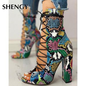 Serpentine Platform Tacchi alti Moda Peep Toe Sandali Lace Up Gladiatore Ladies Pumps Nightclub Party Wedding Scarpe da donna 2023