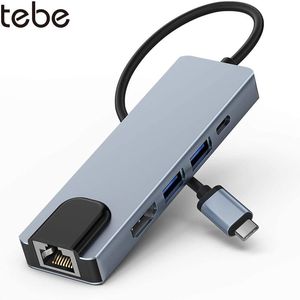 Hubs tebe Typec Hub USBCからHDMICAPTIBLE USB3.0 Gigabit LAN Ethernet Docking Station Multifunction USB C Hub for MacBook Dell