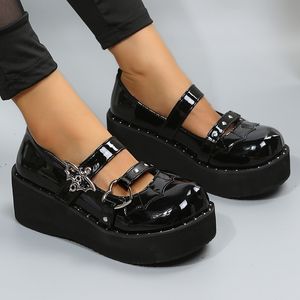 Sweet Cute Mary Janes Womens JK Uniform Pumps Wedges High Heals Platform Pumps Feminino Gothic Girls Lolita Punk Shoes Heels