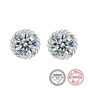 럭셔리 Moissanite 다이아몬드 크라운 귀걸이 스털링 실버 925 교사를위한 보석 선물 어머니 여성 스터드 귀걸이