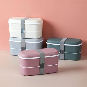 Lunchlådor Mikrovågsugn Lunch Box Straw Cotarey Food Storage Container Childrens School Office Portable Double Layer Bento 230531