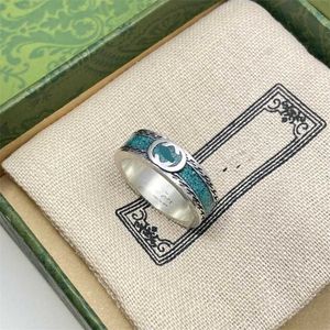 80% de desconto colar de pulseira de joias de designer 925 esmalte verde turquesa usado para casais masculinos femininos par anel de dedo indicador personalizado