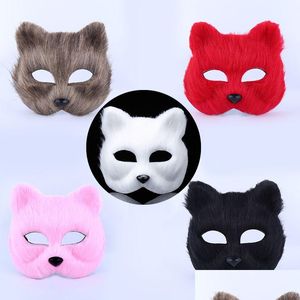 Party Masks Fur Mask Women Sexy Masquerade Fashion Half Animal Cosplay Dance Plush Toys Dh0126 Drop Delivery Home Garden Festive Supp Dhhzw