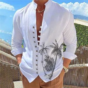 Camisa Masculina Verão Camisa Havaiana Estampas Gráficas Coqueiro Gola Ao Ar Livre Rua Manga Longa Estampa Vestuário Estilista de Moda Casual Confortável
