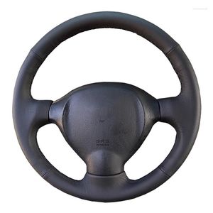 Steering Wheel Covers Customized Original DIY Car Cover For Old Santa Fe 2001-2006 Black Leather Braid