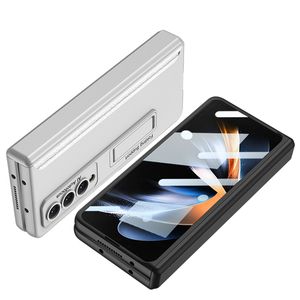 Luksusowy magnetyczny zawias Membrane Vogue Połączenie telefoniczne dla Samsung Galaxy Folding Z Fold4 5G Pełna ochronna miękka zderzak Solid Kick -Stand Shold z Filmą Ochronną