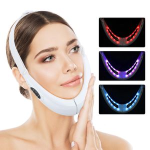 Verktyg 8 nivåer Face Lifter Vline Up Belt 5 -lägen LED Fotonterapi Slimming Vibration V Ansikt Massager Display Relax Muskel