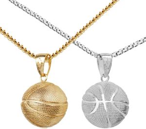 NEW Basketball Pendant Necklace Gold Stainless Steel Chain Necklace Women Men Sport Hip Hop Jewelry Basketball Football Lovers Gift
