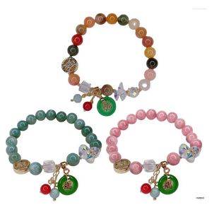 Strand retro jade ręczny sznurek pleciony bransolety Charm Chińska biżuteria kamienna bransoletka dla kobiet mężczyzn