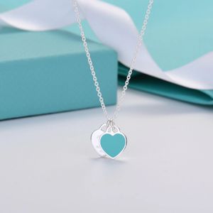 Fashion T Brand Double Heart Pendant Necklace New Charm Designer Necklace 18k