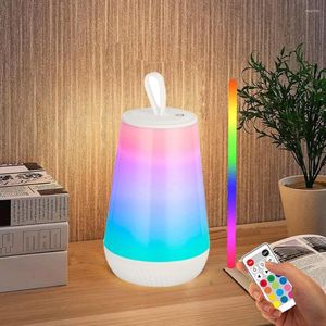 Luci notturne Luminosità della luce a LED Colori di illuminazione multipli regolabili Lampada da tenda sospesa RGB Touch Lampada da tavolo con telecomando da campeggio