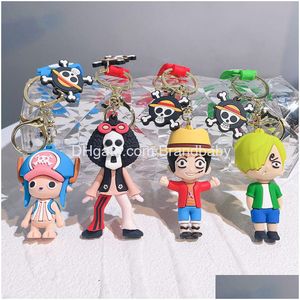 Jewelry Cartoon Cute Animation Luffy Character Keychain Backpack Car Fashion Key Ring Accessories Hanger 4 Colors Drop Delivery Baby Oti8J