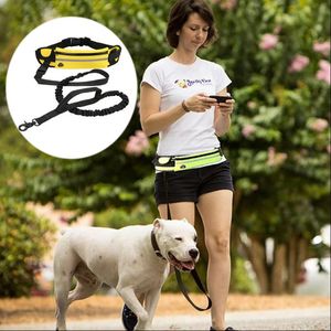 Trelas 2022 Novo Reflexivo Nylon Ajustável Mão Livre Dog Leash para Dog Pet Walking Running Jogging Night Running Pet Sports Fanny Pack