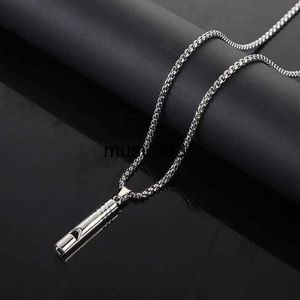Pendant Necklaces Outdoor Emergency Whistle Pendant Necklace Unisex Simple Silver Color Sweater Necklace For Women Men Jewelry Gifts J230601
