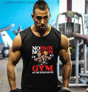 Herr t-shirts Nya gymnastikstoppar Mens Mens undertröja Sporting Wear Workout Bodybuilding Men fitness träningskläder väst ärmlös skjorta T230601