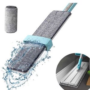 MOPS Flat Squeeze Mop med hinkgolv Rags Sweeper Wiper Cleaner Broom Microfiber Flat Mop Hand Free Squeeze Washable Mop Pads Z0601