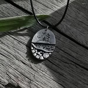 Pendant Necklaces 1pcs Ftree And Bird Necklace Mixed Metals Nature Camping Hiking Girl Jewelry Gift For Her