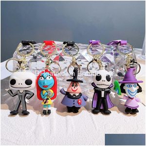 Jewelry Cartoon Cute Scary Christmas Keychain Backpack Animation Character Key Ring Accessories Hanger Mti Colors Drop Delivery Baby Otpl9