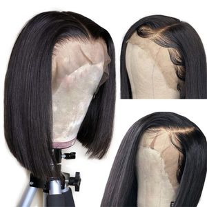 Bob Wig Bone Straight Human HD Lace Human Hair Wigs for Women Side Part Bob Wig Pre Plucked Brazilian Remy Human Wig