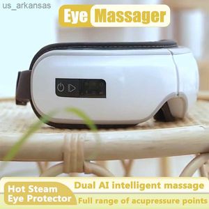 Luxury Eye Massager Airbag Vibration Massage Hot Compress Bluetooth Musik Eye Protection Relieve Trötthet Led Display Child Adult L230523