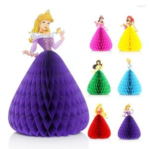 Cartões comemorativos 1pc 3D Princess Party Anniversaire A Stereo Honeycomb Paper Kids Birthday Decoration Gift Fairy Card Decoration Supply