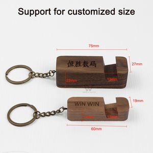 2023 Keychain Wood Key Ring Phone Holder Bracket Keyrings Keychains For Gifts metal keychain wooden Square car keyring Beech Wood Luggage DecorationThanksgiving