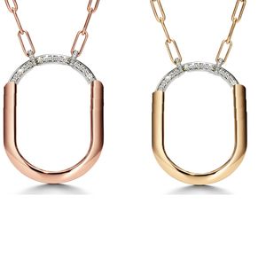 collana di design con chiusura a U di lusso alla moda per donne con diamanti, gioielli in acciaio al titanio in oro rosa che non sbiadiscono mai, regalo di nozze non allergico