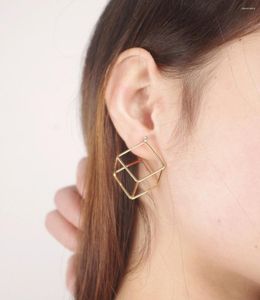 Studörhängen Boho Hollow-Out Cube för kvinnor Simple Metal Geometric Pendientes Brincos