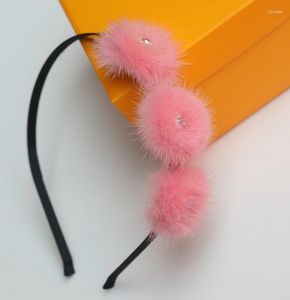 Saç Aksesuarları Pompon Ball Hoop Sopa Saç Bantları Kadın Kız Doğal Kürle Pompom Katı Kafa Bantları 10 PCS GR115