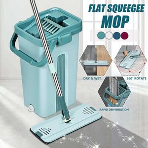 Mops Touchless Mop Flat Floor Wash Mops Bucket Magic Mop Selfwring Squeeze Double Side Household Cleaning Home Automatic Drying Z0601