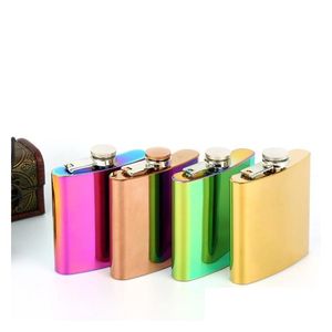 Hip Flasks Flask 20Pcs 3 Colors 6Oz Flagon Jug Rose Gold Rainbow Colorf Stainless Steel Wine Glass Whiskey Water Bottle Glasses Dh02 Dhm9O