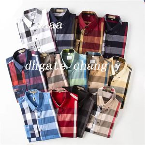 Designer Men's Dress Shirt Luxury Slim Silk T-shirt Short sleeve Casual business wear plaid pattern brand 19 Color Asia SIZE M-4XL burbe 763185505