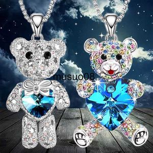 Pendant Necklaces Fashion Gold-plated Bear Necklace Heart Zircon Pendant Engagement Necklaces for Women Animal Jewelry Birthday Anniversary Gift J230601