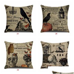 Kudde Case Halloween SKL ER 18x18Inch Office Pumpkin Print SOFA CUSHION FIST Party Decoration Gift DBC VT0578 Drop Delivery Home GA DH8NG