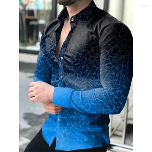 Mens Casual Shirts Autumn Designer for Men Oversized Shirt Stripe Print Long Sleeve Tops Clothing Club Party Cardigan Blouses