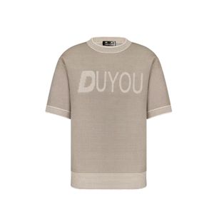 Duyou Мужские футболки с бежевым хлопчатобумажным вязаным вязаным вязаным для печати цветовой