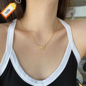 Jewelry Dainty 18K Gold Plated 925 Silver Pendant Collar De Collares Para Mujer Cadena Oro Butterfly Necklaces Women