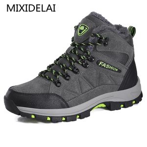 Botas masculinas de inverno com pele 2023 botas de neve quentes masculinas botas de inverno sapatos de trabalho calçados masculinos moda tornozelo de borracha tamanho grande 35-45