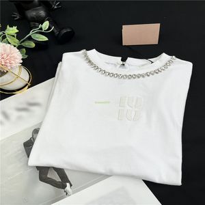 Women's Hoodies & Sweatshirts Designer Cotton Women Pullover Tops Clothing With Letter Girls High End Luxury Brand Diamond Beads Neck Tee Shirts Blouse VKM9