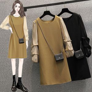 Casual Kleider Frühling Herbst Elegan Für Frauen Mode O Hals Langarm Midi Weibliche Plus Größe 4XL Schwarz Kleidung Party vestidos