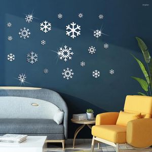 Wall Stickers Christmas Decorations Snowman 3D Acrylic Mirror DIY Self-adhesive Living Room Decoration 2023
