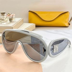 Dalga Maskesi Güneş Gözlüğü LW40108I Gümüş Lens Oval Büyük Çerçeve Gözlük Bayan Tasarımcı Asetat Elyaf Maske Güneş Gözlüğü Rahat Parlak Gözlük