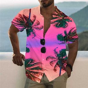 Herrskjorta sommar hawaiian skjorta grafisk skjorta aloha skjorta landskap stativ krage 3d tryck utomhus avslappnad kort ärm knapp-down tryckkläder kläder kläder