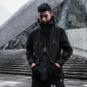 Męskie kurtki 2023 Spring taktyczna wodoodporna wodoodporna męska czarna kurtka ładunkowa Hip Hop Streetwear Coats