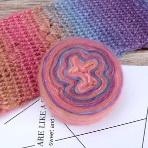 Yarn plush rainbow Mohair wool crochet DIY thread Wooll ball fluffy knitted space dyed yarn 100g P230601